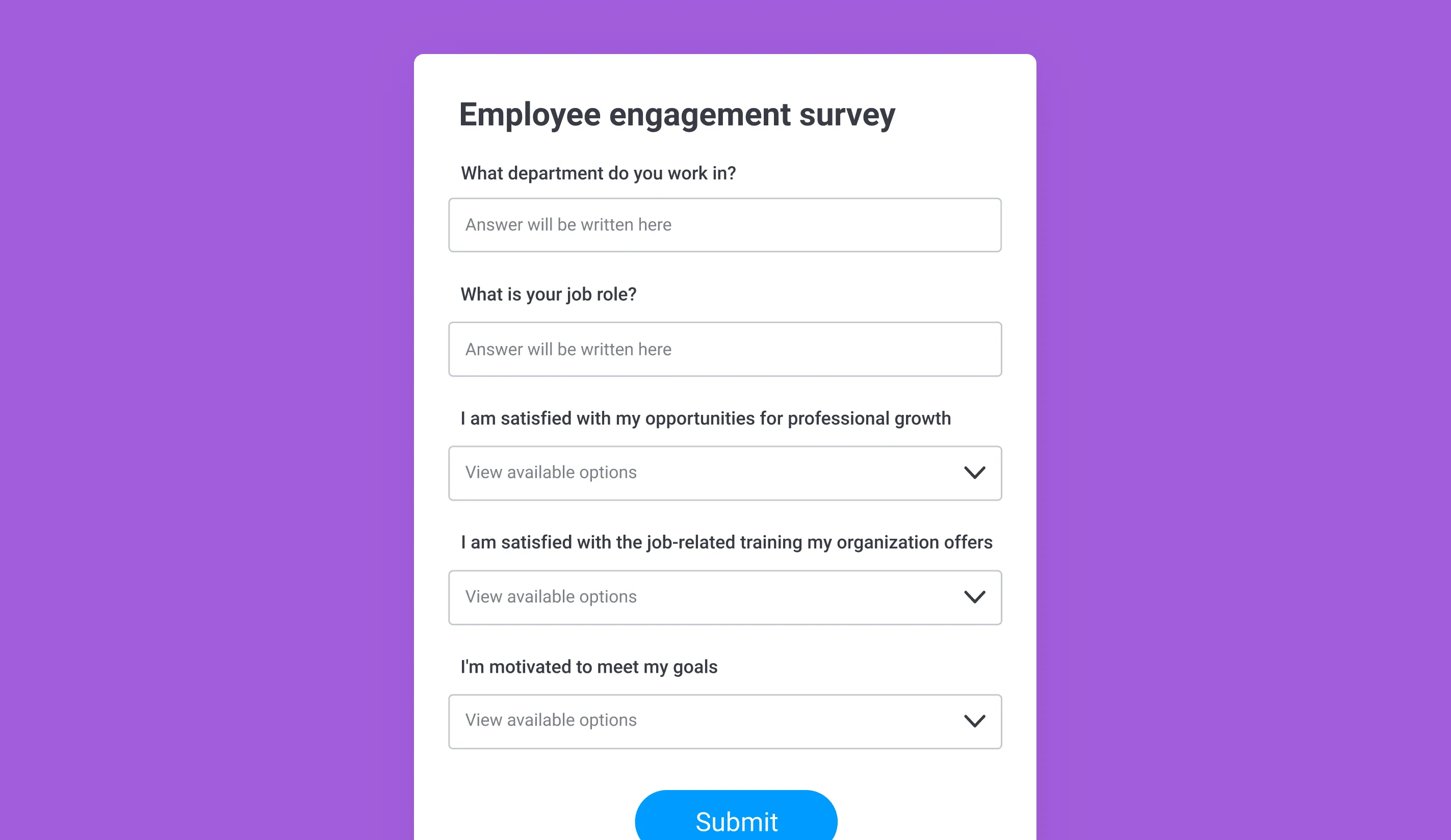 Example of an employee engagement survey Image of employee engagement survey