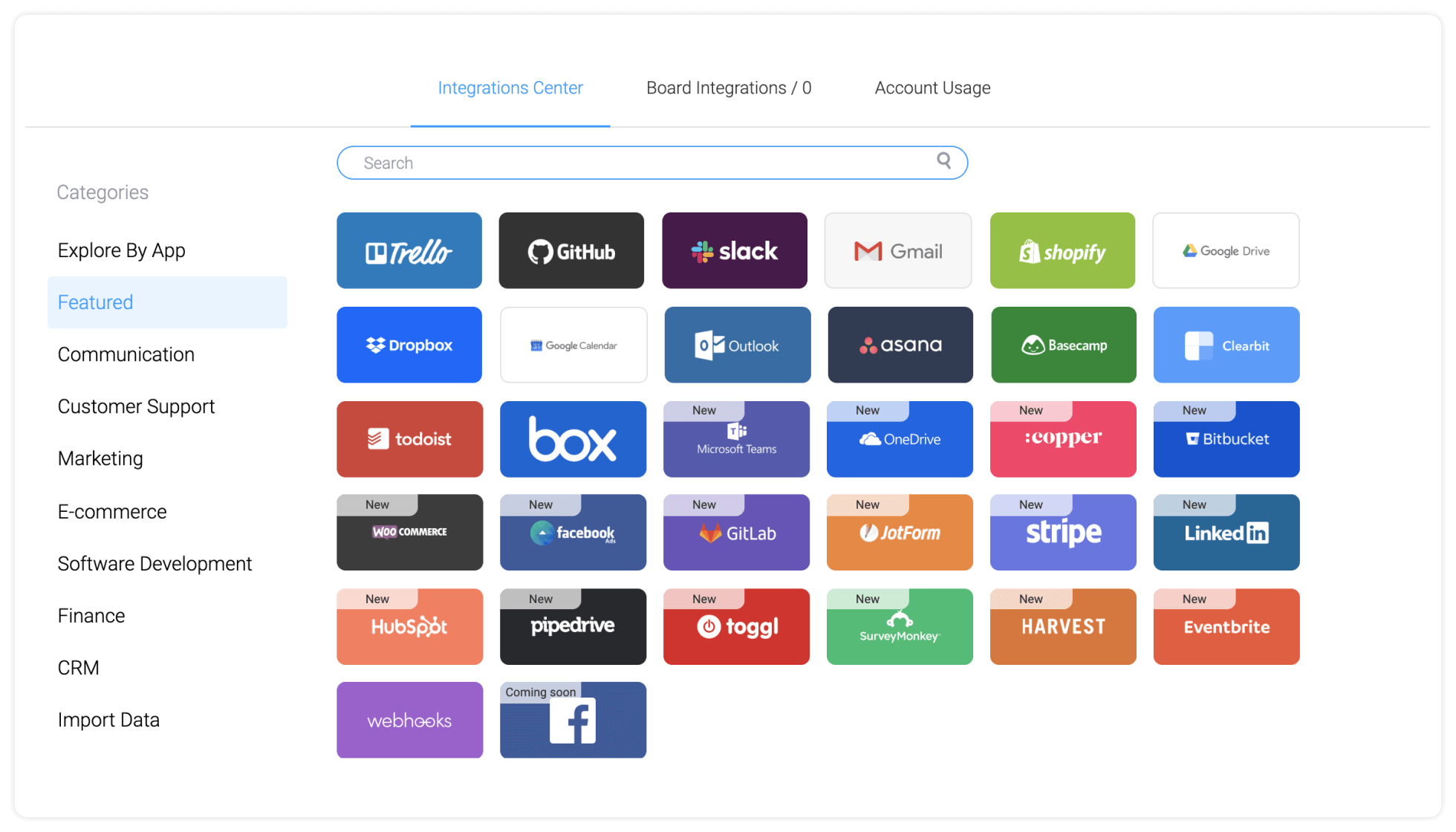 Integrations - new ones being added all the time! monday.com integration center